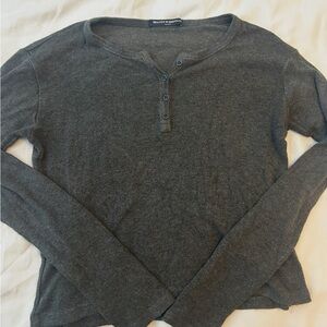 Abrand Charcoal Long Sleeve Henley Top